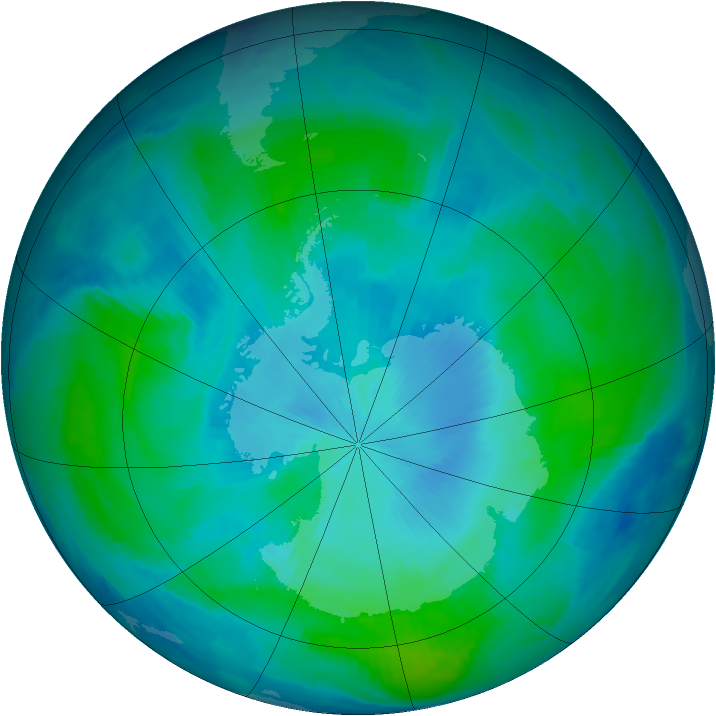 Antarctic ozone map for 17 February 1997